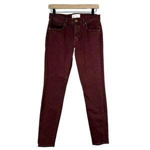 The Great. Skinny Skinny Jeans Burgundy Wine Stretch Denim Size 28